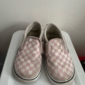Vans Kids Pink and White Checkered Slip-On Sneakers